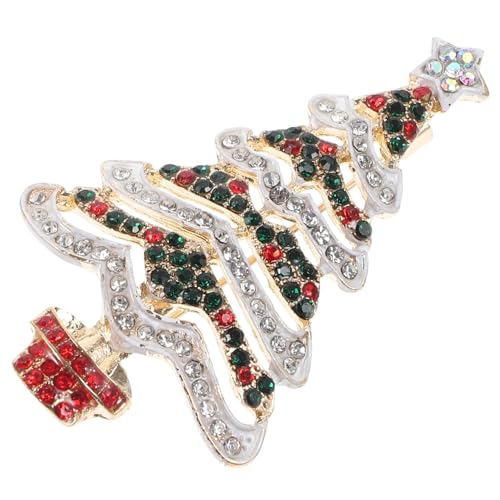 TOVINANNA Weihnachtliche Brosche Weihnachtsbaum mit Strasssteinen Langlebige Tropftechnik Modische Anstecknadel für Kleidung und Taschen Vielseitiges Weihnachtsaccessoire von TOVINANNA