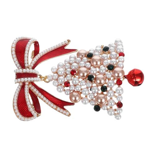 TOVINANNA Weihnachtliche Brosche mit Vintage Schleife und Glocken Strass Emaille Vielseitig als Anstecknadel und Brosche Tragbar Robustes Legierungsmaterial Festliches für Damen von TOVINANNA