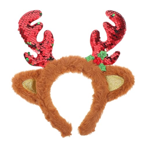 TOVINANNA Geweih-kopfbedeckung Aus Plüsch Mit Rentierohren Festliches Stirnband Für Weihnachts-partys Halloween Und Feiertage Bequeme Und Langlebige Unisex-haaraccessoires von TOVINANNA