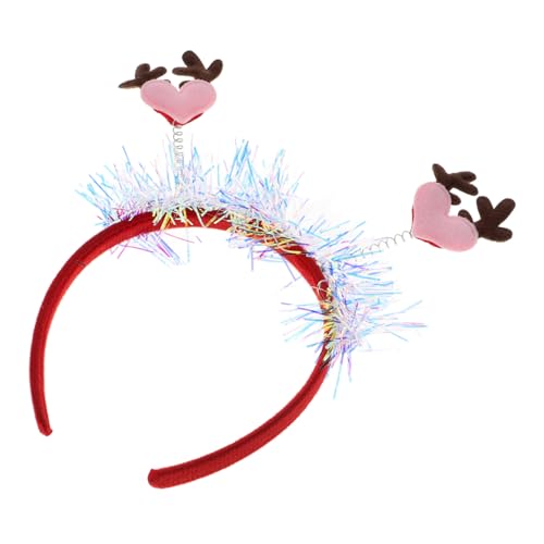 TOVINANNA Weihnachts Haarreif mit Glitzer und Herz Antlers für Frauen und Mädchen für Neujahr Valentinstag und Festliche Anlässe Strapazierfähig und Vielseitig Einsetzbar von TOVINANNA