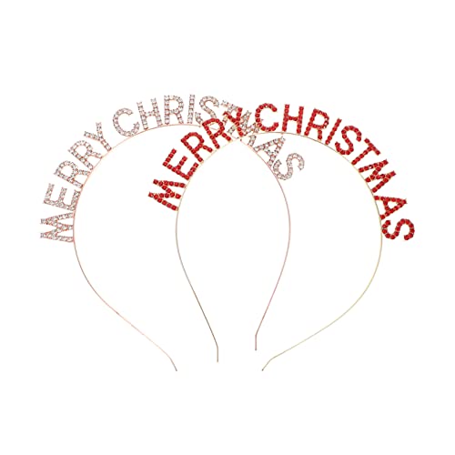 TOVINANNA Weihnachts-haar-accessoires 2-teiliges Set mit Strass-buchstaben-stirnbändern für Frauen Neujahrs-kopfbedeckungen von TOVINANNA