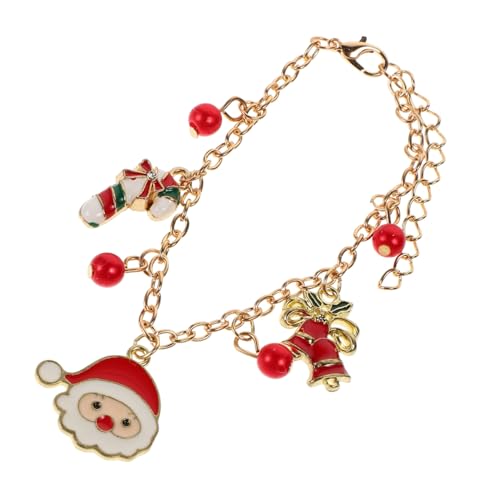 TOVINANNA Weihnachtshandgemachtes Armband mit Santa Claus Zuckerstange Glocken Anhänger Verstellbares Armband für Festliche Anlässe für Frauen Xmas von TOVINANNA