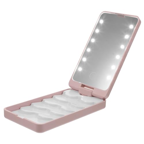TOVINANNA Wimpern Aufbewahrungsbox Mit Spiegel Und Licht Tragbare Make-up Organizer Für Reisen Kompakte Für Kosmetiktasche Wimpern-anwendung Mit Hochwertigem Spiegel von TOVINANNA
