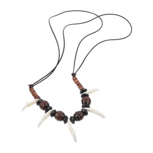 TOVINANNA Wolfzahn Halskette Herren Personalisierte Beaded Kette Verstellbar Robustem für Strandpartys und Tägliches Tragen Kreatives für Männer von TOVINANNA