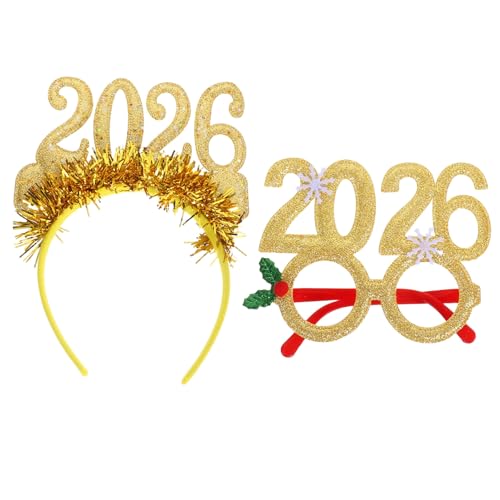 TOVINANNA Year Party Headband und Brille Leichtes Wiederverwendbares Haar Accessoire für Silvester Feiern Komfortabel und Robust Festliches Design für Countdown und Feiertage von TOVINANNA