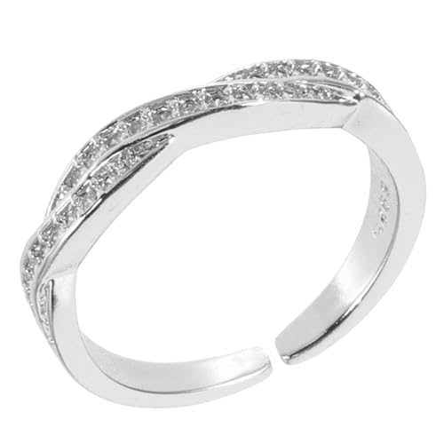 TOVINANNA Zirkonia Ring für Damen Verstellbarer Statement Ring mit Öffnung Modisches Schmuckstück für für Stilvolles Outfit und Optimalen Tragekomfort von TOVINANNA