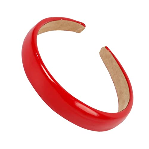 TOVINANNA Breites Stirnband Rot Aus Pu-leder Rutschfeste Haarbänder Für Damen Einfarbiges Haarband Mit Breiter Krempe Angenehm Zu Tragen von TOVINANNA