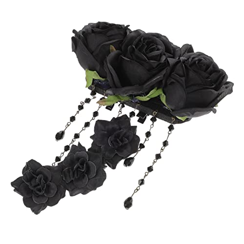 TOVINANNA Schwarze Rosen Haarspange Für Halloween Und Langlebige Haarklammer Mit Floralem Design Für Partys Und Besondere Anlässe von TOVINANNA