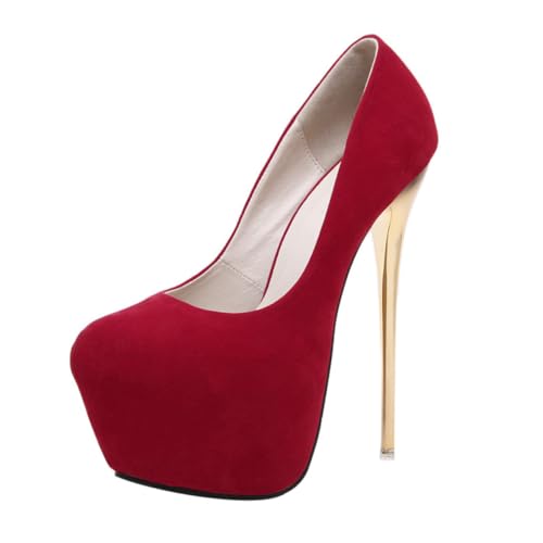 TOVINANNA wasserdichte Damen High Heels Pumps Super Hohe Absätze Party Schuhe Komfortabel Modisch Robuste Obermaterialien Rot von TOVINANNA