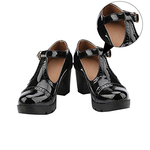 TOVINANNA wasserdichte Damen High Heels mit Rundem Zehenbereich Grobem Absatz Atmungsaktivem Mikrofaser Material Rutschfester Gummisohle Geeignet für Arbeit Party und Formelle Anlässe von TOVINANNA