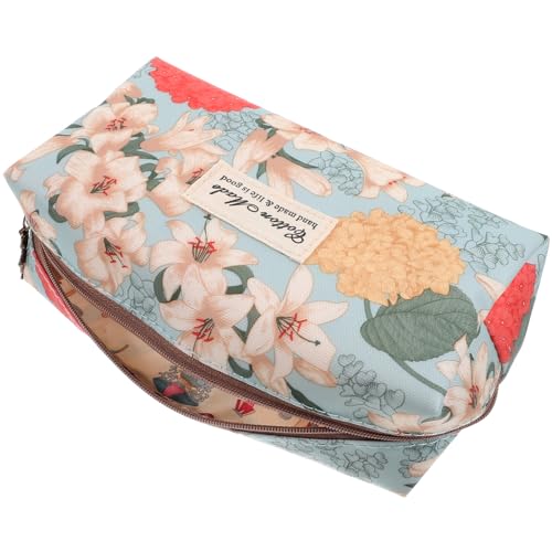 TOVINANNA Reise Kosmetiktasche Wasserdichtes Make-up Organizer Für Damen Praktische Aufbewahrung Für Kosmetika Toilettenartikel Und Stifte Stilvolles Design Grünem Lilienmuster von TOVINANNA