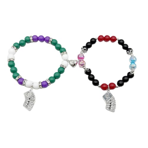 TOWARDSNAN 2pcs Gothic Spiders Perlen Armband Kreative Herz Magnetische Matching Paar Armbänder Frauen Männer Halloween Schmuck von TOWARDSNAN
