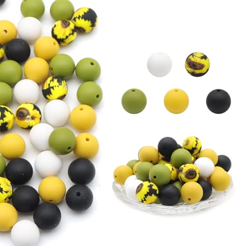 TOWARDSNAN 50 Stück Farbenfrohe Abstandshalterperlen Charme Lose Perlen Silikonmaterial Easy Faden Perlen Perfekt Für Schmuckherstellung von TOWARDSNAN