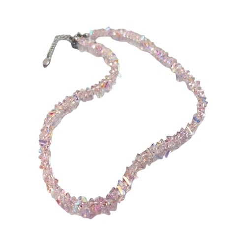 TOWARDSNAN Funkelnde Facettierte Glasperlen Halskette Armband Eleganter Schmuck Verstellbares Nackenketten Armband Für Frauen Geschenk Leichter Facett Glasperlenschmuck von TOWARDSNAN