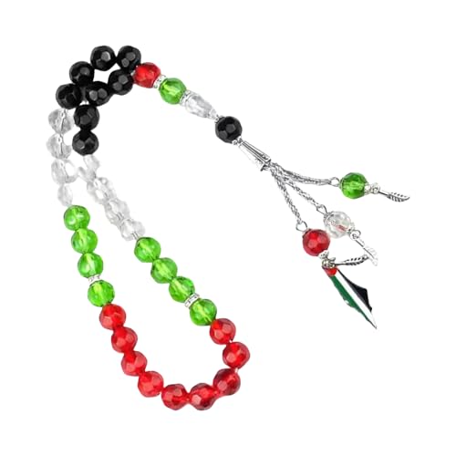 TOWARDSNAN Multicolor Glas Perle Ramadans Armband Mit Einstellbarem Randdesign Muslime Schmuck Für Festliche Accessoires Flag von TOWARDSNAN