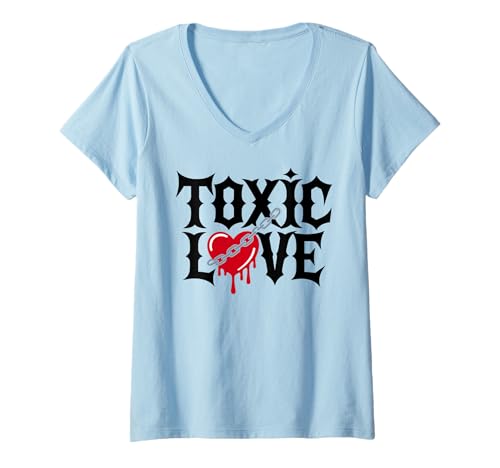 Damen Toxic Love - Toxische Liebe - Anti Anti Valentinstag Club T-Shirt mit V-Ausschnitt Damen Toxic Love - Toxische Liebe - Anti Anti Valentinstag Club T-Shirt mit V-Ausschnitt von TOXIC LOVE X Toxische Liebe - Player Playerin