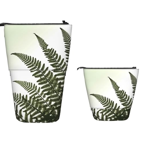 Federmäppchen mit großem Fassungsvermögen, Teleskop-Federmäppchen, natürliche Pflanzen-Silhouette, Farnblatt, Stifthalter, Pop-Up-Schreibwarenetui, einziehbare Stehstifte, Make-up-Kosmetiktasche für von TOXOCMDKLE