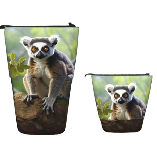TOXOCMDKLE Federmäppchen, großes Fassungsvermögen, Teleskop-Federtasche, Sonnenblume auf schwarzem Hintergrund, Stifthalter, Pop-Up-Schreibwarenetui, einziehbare Stehstifte, Make-up-Kosmetiktasche für von TOXOCMDKLE