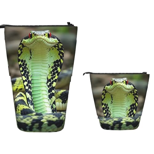 TOXOCMDKLE Federmäppchen mit großem Fassungsvermögen, Teleskop-Federtasche, Husky-Hunde, Stifthalter, Pop-Up-Schreibwarenetui, einziehbare Standstifte, Make-up-Kosmetiktasche für Bürobedarf, Cobra von TOXOCMDKLE