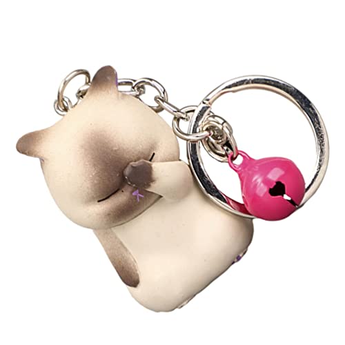 Cartoon Cat Key Rings: Schöne Katze Keychain Charms Neko Key Ring Anhänger Shy Chubby Kitten Tasche Schmuck Tier Hängende Dekor Für Frauen Mädchen Khaki von TOYANDONA