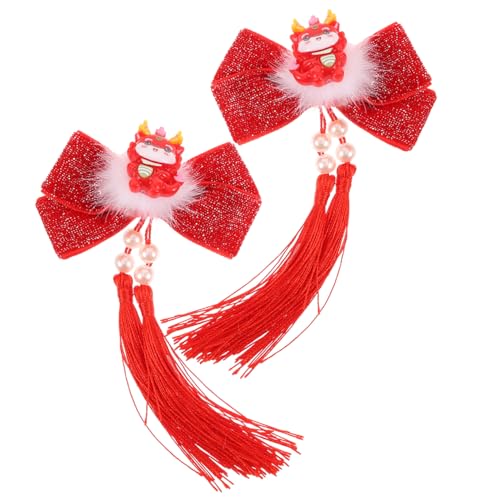 TOYANDONA Haarklammer 1 Paar Jahr Der Drachen-haarnadel Haarspangen Im Chinesischen Stil Chinesische Haarstäbchen Retro-haarnadeln Chinesische Haarnadel Stoff Haargabel Mädchen Damen von TOYANDONA
