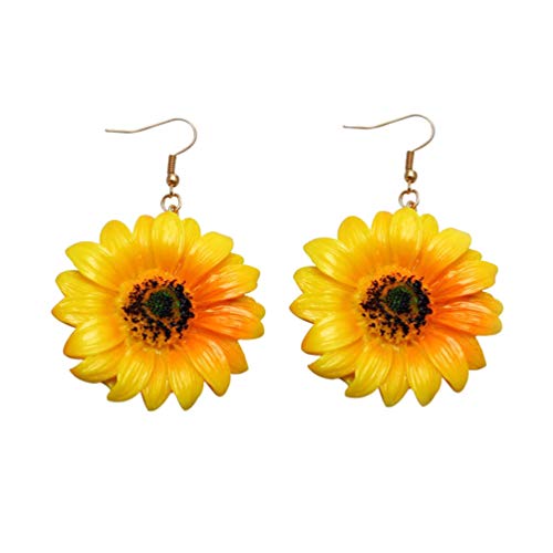 TOYANDONA 1 Paar Sonnenblumen baumeln Ohrring Acryl Chrysantheme Ohrring einfache Blume Haken Ohrring für Frauen Mädchen Damen von TOYANDONA