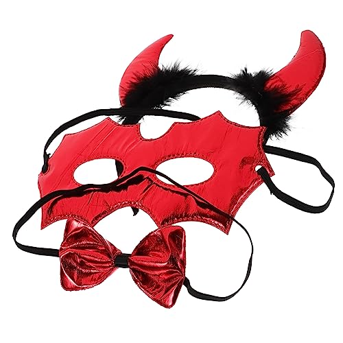 TOYANDONA 1 Satz Haarband Aus Ochsenhorn Halloween-teufel-kostüm-set Maskerade-stirnband Teufelsgesichtsmaske Vampir-stirnband Teufel-haar-accessoires Halloween-kostüm Lustig Stoff Kleidung von TOYANDONA