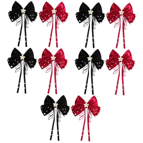 TOYANDONA 10 Stk Haarspange Mit Schmetterlingsperlen Haarschleifen Schleifen-haarspangen Haarstyling-accessoires Schleifen Für Mädchen Rot Stoff Krawatte Japanisch Und Koreanisch Fräulein von TOYANDONA