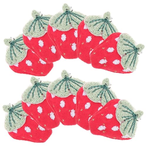 TOYANDONA 10 Stück Rote Erdbeeren, Niedliche Künstliche Broschen-accessoires, Stoff-haarspangen, Zubehör Für Mädchen, Erdbeer-accessoires, Handgefertigte Erdbeer-dekorationen von TOYANDONA