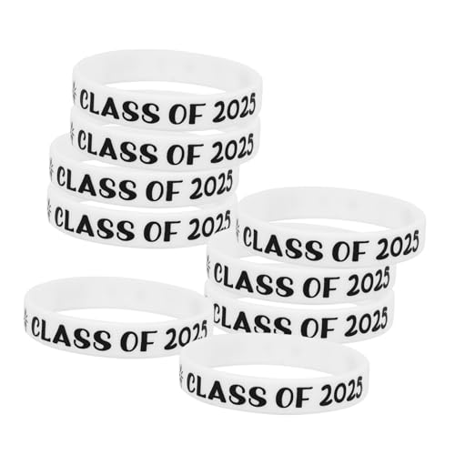 TOYANDONA 10 Stück Silikon Armbänder zur Graduierung Stretchable Armbänder für Abschlussfeiern Weiße Gummihandgelenk Bänder für Gratulationsgeschenke und Feiern von TOYANDONA