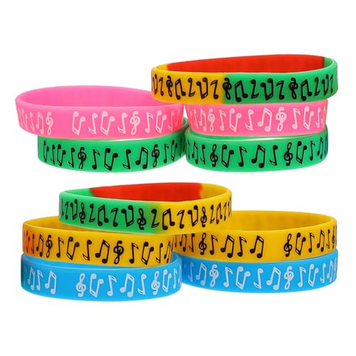 TOYANDONA 10 Stück Teiliges Set Musikfestival Armbänder Weichem Silikon mit Musiknoten Design Bequeme Dehnbare Festival Wristbands für Damen und Party Accessoire von TOYANDONA
