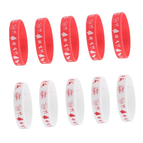 TOYANDONA 10 Stück Teiliges Silikon Weihnachtsarmband Flexible Party Wristbands in Rot und Weiß Langlebig Unisex für Erwachsene und Jugendliche Festliche Xmas Dekoration und Kostüm Zubehör von TOYANDONA