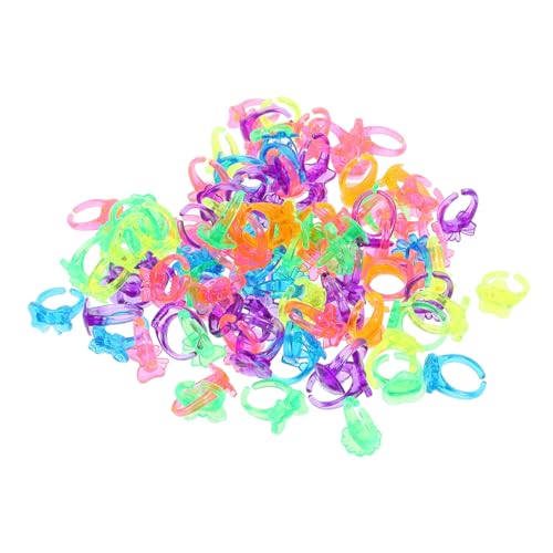 TOYANDONA 100stücke Kunststoffringe Für Junge Mädchen Verkleidungs Spielzeugringe Für Kleine Mädchen Bunte Freundschaftsringe Im Zufälligen Design Langlebig Und Sicher Für von TOYANDONA