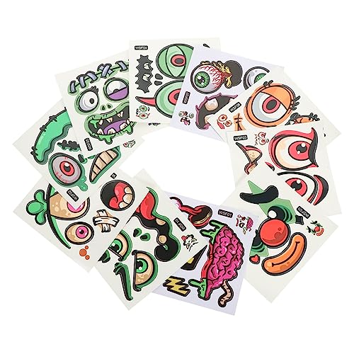 TOYANDONA 10blätter Halloween Kürbis Gesichtsaufkleber Für Dekoration Bastelprojekte Und Partys Vielseitige Halloween Sticker Für Kreative Gestaltung Und Stimmungsvolle Atmosphäre von TOYANDONA