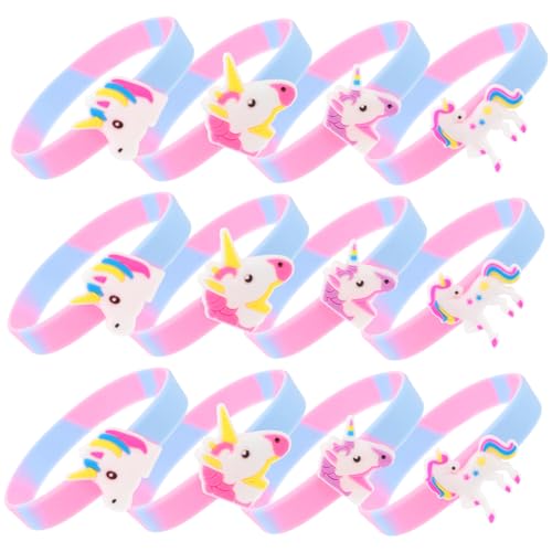 TOYANDONA 12 Stück Cartoon-Armband Einhörner Partyzubehör Armbänder Einhorn Einladung für Birthday Party Gefälligkeiten Mädchengeburtstagsfeierbevorzugung PVC von TOYANDONA