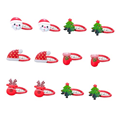 TOYANDONA 12 Stück Teiliges Weihnachts Haarschmuck mit Cartoon Rentier Haarclips Bunte Haarklammern für Mädchen Bequem und Vielseitig für Festtage Cosplay und Partys Geeignet von TOYANDONA