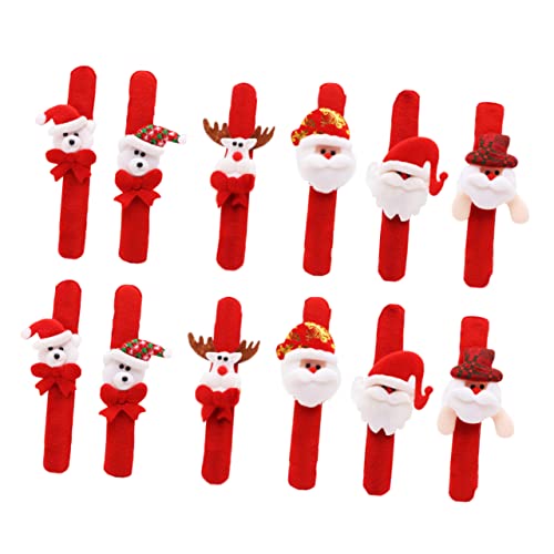 TOYANDONA 12 Stück Teiliges Weihnachts Slap Armband mit Santa Claus und Rentier Motiven Kleines Xmas Partyzubehör Komfortabel Tragbar als und Mitgebsel für Weihnachtsfeiern und Geburtstage von TOYANDONA