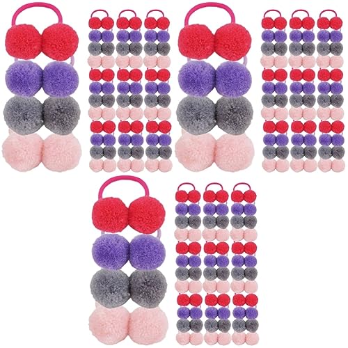 TOYANDONA 120 Stk Pom Pom Scrunchie Bommel Haargummis Haarprodukte Für Babys Elastische Haargummis Mit Bommel Baby Mädchen Haarschmuck Bauschige Haargummis Fellknäuel Kind Behaart Kugelkopf von TOYANDONA