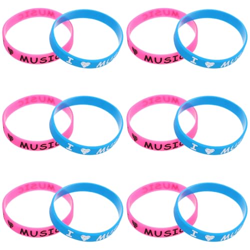 TOYANDONA 12stücke Silikonarmbänder i Love Music Farbige Dehnbare Armbänder Für Musikliebhaber Für Konzerte Musikfestivals Und Partys Vielseitige Accessoires in Blau von TOYANDONA