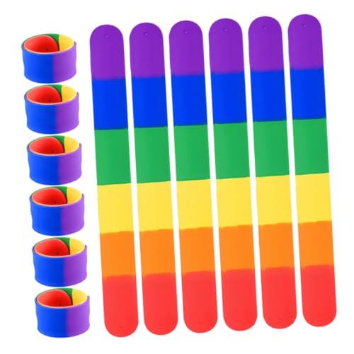 TOYANDONA 12stücke Regenbogen-silikon-armbänder Bunte Slap-armbänder Für Kindergeburtstage Lgbt-pride-partydekorationen Und Karnevalszubehör von TOYANDONA
