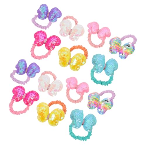 TOYANDONA 14 Stück Teiliges Haargummis mit Glitzer Schleifen Weiche Elastische Haarschleifen für Kleinkinder Mädchen Sanfte Haarschonende Ponytail Bänder in Bunten Farben für Sicheren von TOYANDONA
