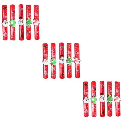 TOYANDONA 15 Stk Santa-Slap-Armband Weihnachtsarmband Kinderarmband LED-Armbänder weihnachtsdeko Schlagarmband Weihnachts-LED-Armband Spielzeug Pat-Ring kleines Geschenk Student rot von TOYANDONA