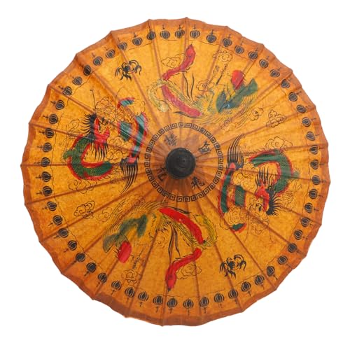 TOYANDONA 1Stück Handbemalter Ölpapier Regenschirm Dekorativer Handgefertigter Schirm Mit Drachen Und Phönixmuster Traditioneller Chinesischer Ölpapier Regenschirm Für Bar Tearoom von TOYANDONA
