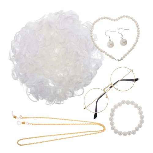 TOYANDONA Perücke Für Alte Frau Kostüm-set Für Damen -perücken Accessoire Für Party Halloween Cosplay Alter Look Damen-outfit Perücke von TOYANDONA