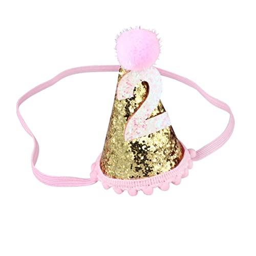 TOYANDONA 1Stk Plüschball-Geburtstagsmütze Nummer 2 Geburtstag Tiara Geburtstagsmütze Mädchen haarschmuck Baby-Partyhut Geburtstagsmütze für Mädchen Haarball Geburtstagshut Stirnband Kind von TOYANDONA