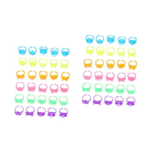 TOYANDONA 2 Sätze Kinderspielhaus Dekoration Schmuck Ring Kunststoff Kleiner Transparenter Ring 100 Stück Kleiner Finger Reize Bausätze Party Kinderring Plastik 100 Stück * 2 von TOYANDONA