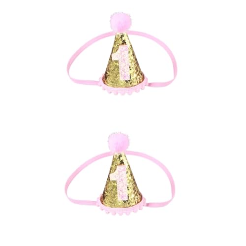 TOYANDONA 2 Gastgeschenk 1. Geburtstag 1. Geburtstagsmütze baby haarschmuck baby hair accessories kleinkind stirnband goldenes Stirnband Plüschball-Geburtstagsmütze Baby-Partyhut von TOYANDONA