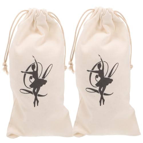 TOYANDONA 2 Stück Ballettschuhe Aufbewahrungstasche Strapazierfähiger Canvas Beutel mit Kordelzug Kratzfest Atmungsaktiv für Tanzschuhe und Ballettzubehör Tragbar für Mädchen und Tänzer von TOYANDONA