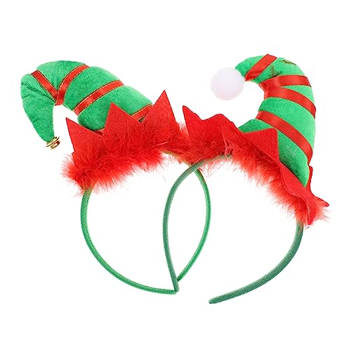 TOYANDONA 2st Stirnband Mit Elfenmütze Elfenkostüm Stirnband Weihnachts-led-haarreifen Weihnachtshaarband Weihnachtsparty Hut Stirnbänder Elf Stirnband Fräulein Haarring Lustig Stoff von TOYANDONA