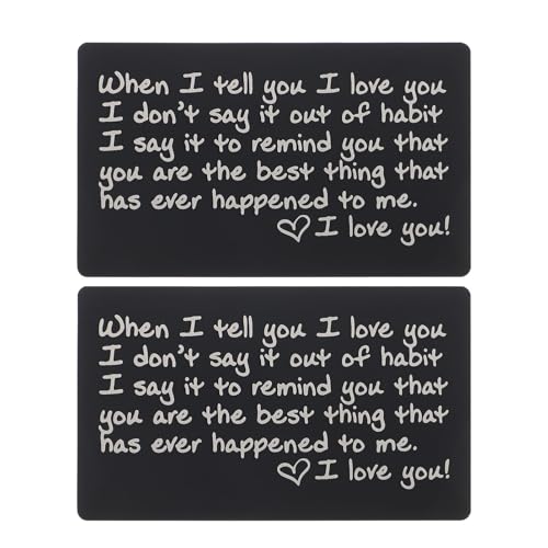 TOYANDONA 2 Stück Gravierte Metall Wallet Karten aus Aluminium Dünn und Robust Romantische Geldbörsen Einlagen als Geschenk für Partner zu Valentinstag und Jubiläum von TOYANDONA